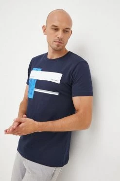 Ανδρικά Μπλουζάκια Βαμβακερό μπλουζάκι Lacoste ναυτικό μπλε