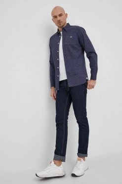 Ανδρικά Πουκάμισα Lacoste - Βαμβακερό πουκάμισο σκούρο μπλε -Εξοδος Lacoste Κατάστημα unnamed file 1243