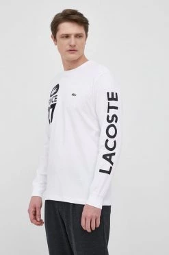 Ανδρικά Μακρυμάνικα Βαμβακερό πουκάμισο με μακριά μανίκια Lacoste άσπρο