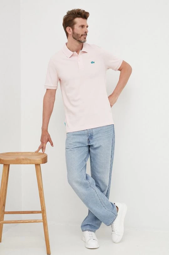 Ανδρικά Πόλο μπλουζάκια Βαμβακερό μπλουζάκι πόλο Lacoste ροζ 3 Ανδρικά Πόλο μπλουζάκια Βαμβακερό μπλουζάκι πόλο Lacoste ροζ