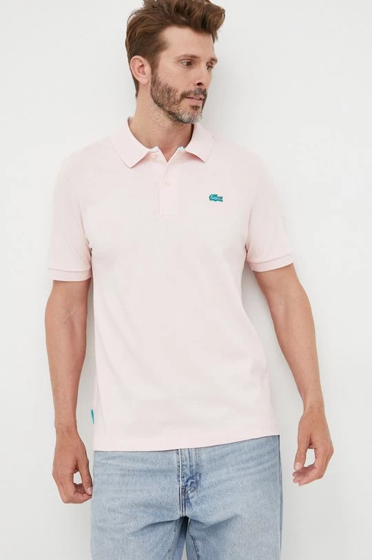 Ανδρικά Πόλο μπλουζάκια Βαμβακερό μπλουζάκι πόλο Lacoste ροζ 4 Ανδρικά Πόλο μπλουζάκια Βαμβακερό μπλουζάκι πόλο Lacoste ροζ - Image 2