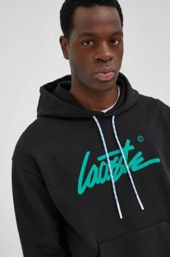 Ανδρικά Χωρίς φερμουάρ Βαμβακερή μπλούζα Lacoste χρώμα: μαύρο, -Εξοδος Lacoste Κατάστημα unnamed file 1626