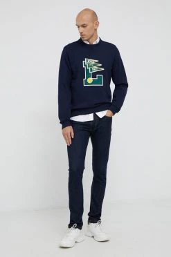 Ανδρικά Χωρίς φερμουάρ Βαμβακερή μπλούζα Lacoste χρώμα: ναυτικό μπλε