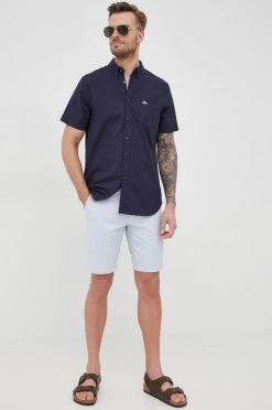Ανδρικά Πουκάμισα Βαμβακερό πουκάμισο Lacoste χρώμα: ναυτικό μπλε, -Εξοδος Lacoste Κατάστημα unnamed file 1818