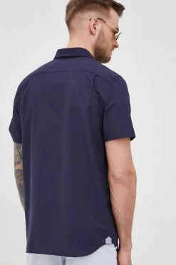 Ανδρικά Πουκάμισα Βαμβακερό πουκάμισο Lacoste χρώμα: ναυτικό μπλε, -Εξοδος Lacoste Κατάστημα unnamed file 1819