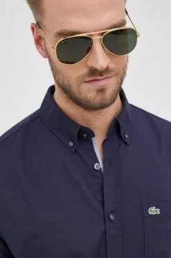 Ανδρικά Πουκάμισα Βαμβακερό πουκάμισο Lacoste χρώμα: ναυτικό μπλε, -Εξοδος Lacoste Κατάστημα unnamed file 1820