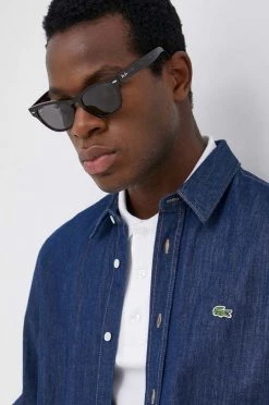 Ανδρικά Πουκάμισα Βαμβακερό πουκάμισο Lacoste χρώμα: ναυτικό μπλε, -Εξοδος Lacoste Κατάστημα unnamed file 1844