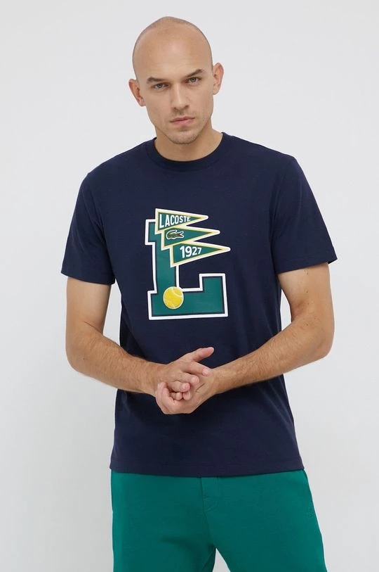 Ανδρικά Μπλουζάκια Βαμβακερό μπλουζάκι Lacoste ναυτικό μπλε 3 Ανδρικά Μπλουζάκια Βαμβακερό μπλουζάκι Lacoste ναυτικό μπλε