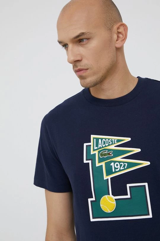 Ανδρικά Μπλουζάκια Βαμβακερό μπλουζάκι Lacoste ναυτικό μπλε 6 Ανδρικά Μπλουζάκια Βαμβακερό μπλουζάκι Lacoste ναυτικό μπλε - Image 4