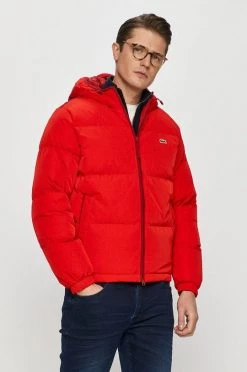 Ανδρικά Κοντά μπουφάν Lacoste - Μπουφάν με επένδυση από πούπουλα κόκκινο