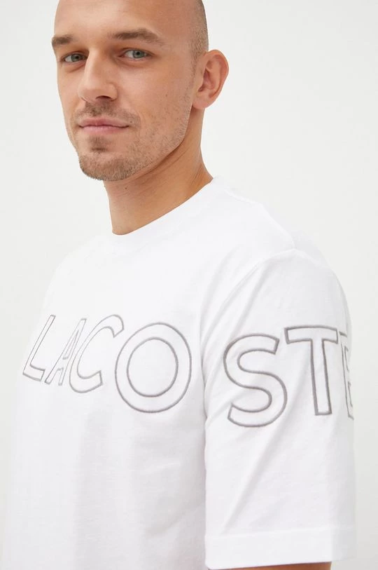 Ανδρικά Μπλουζάκια Βαμβακερό μπλουζάκι Lacoste άσπρο 6 Ανδρικά Μπλουζάκια Βαμβακερό μπλουζάκι Lacoste άσπρο - Image 4
