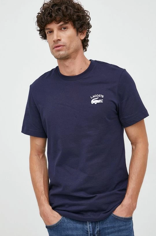 Ανδρικά Μπλουζάκια Βαμβακερό μπλουζάκι Lacoste ναυτικό μπλε 3 Ανδρικά Μπλουζάκια Βαμβακερό μπλουζάκι Lacoste ναυτικό μπλε