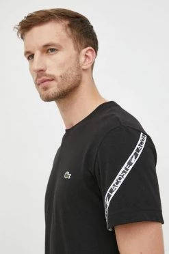 Ανδρικά Μπλουζάκια Βαμβακερό μπλουζάκι Lacoste μαύρο