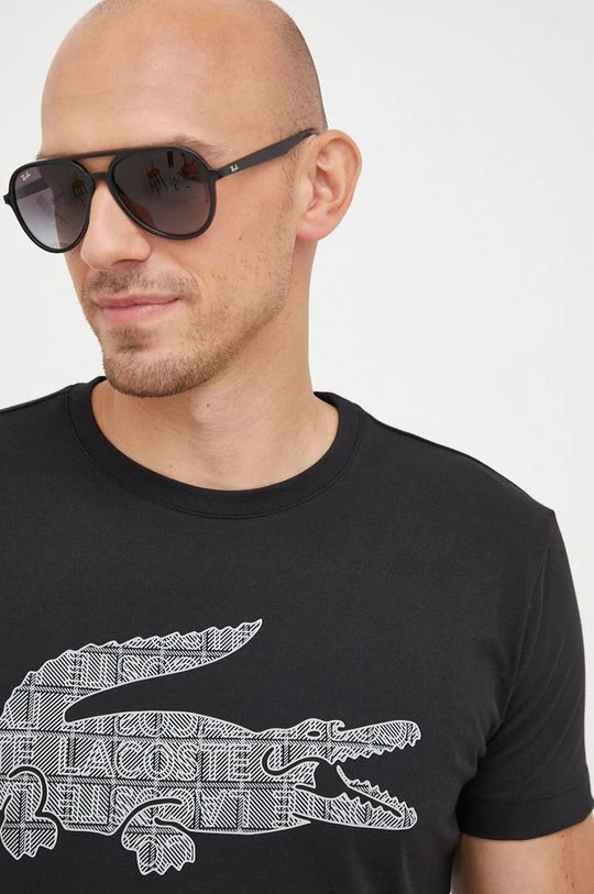 Ανδρικά Μπλουζάκια Βαμβακερό μπλουζάκι Lacoste μαύρο 6 Ανδρικά Μπλουζάκια Βαμβακερό μπλουζάκι Lacoste μαύρο - Image 4