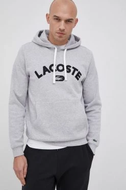 Ανδρικά Χωρίς φερμουάρ Βαμβακερή μπλούζα Lacoste χρώμα: γκρι -Εξοδος Lacoste Κατάστημα unnamed file 922